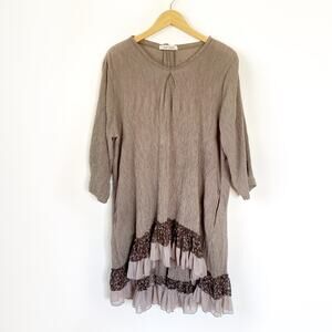Zedd Plus Ruffle and Lace Hem Crinkle Tunic Dress Size 2X